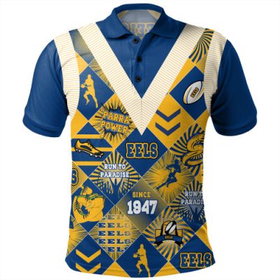 Parramatta Eels Sport Polo Shirt - Argyle Patterns Style Tough Fan Rugby For Life