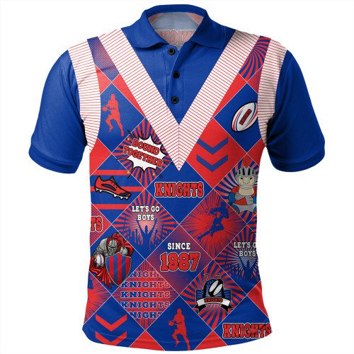 Newcastle Knights Sport Polo Shirt - Argyle Patterns Style Tough Fan Rugby For Life Newcastle Knights Sport Polo Shirt - Argyle Patterns Style Tough Fan Rugby For Life