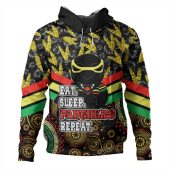Penrith Panthers Hoodie - Tropical Patterns And Dot Painting Eat Sleep Rugby Repeat