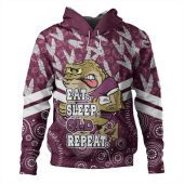 Cane Toads Sport Hoodie - Tropical Patterns And Dot Painting Eat Sleep Rugby Repeat