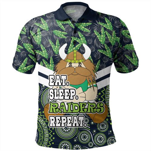 Canberra Raiders Polo Shirt - Tropical Patterns And Dot Painting Eat Sleep Rugby Repeat Canberra Raiders Polo Shirt - Tropical Patterns And Dot Painting Eat Sleep Rugby Repeat