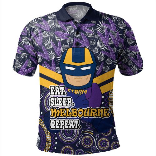 Melbourne Storm Polo Shirt - Tropical Patterns And Dot Painting Eat Sleep Rugby Repeat Melbourne Storm Polo Shirt - Tropical Patterns And Dot Painting Eat Sleep Rugby Repeat