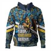 Gold Coast Titans Sport Hoodie - Tropical Patterns And Dot Painting Eat Sleep Rugby Repeat