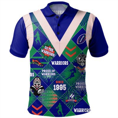 New Zealand Warriors Sport Polo Shirt - Argyle Patterns Style Tough Fan Rugby For Life