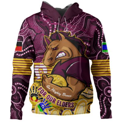 Brisbane Broncos Naidoc Week Custom Hoodie - Brisbane Broncos For Our Elders Aboriginal Inspired Hoodie