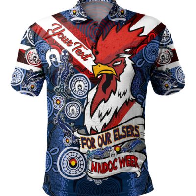 Sydney Roosters Naidoc Polo Shirt - Custom Sydney Roosters Naidoc WeekFor Our Elders Aboriginal Inspired Polo Shirt