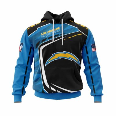 NFL Los Angeles Chargers Blue Black Pullover Hoodie V7