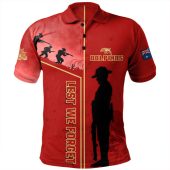 Redcliffe Dolphins Polo Shirt Anzac Day Lest We Forget Poppy