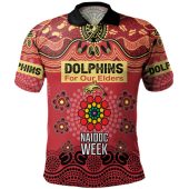 Redcliffe Dolphins Naidoc Week Custom Polo Shirt - NAIDOC WEEK 2023 Indigenous Inspired For Our Elders Theme (White)