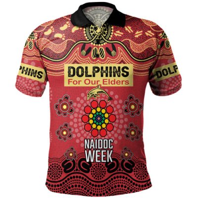 Redcliffe Dolphins Naidoc Week Custom Polo Shirt - NAIDOC WEEK 2023 Indigenous Inspired For Our Elders Theme (White)