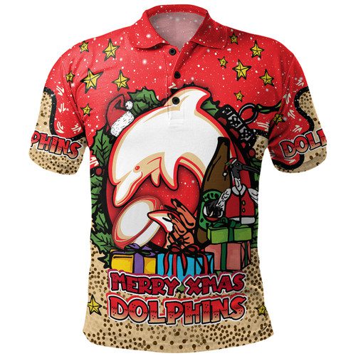 Redcliffe Dolphins Christmas Custom Polo Shirt - Merry Christmas Our Beloved Team With Aboriginal Dot Art Pattern Polo Shirt Redcliffe Dolphins Christmas Custom Polo Shirt - Merry Christmas Our Beloved Team With Aboriginal Dot Art Pattern Polo Shirt