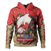 Redcliffe Dolphins Christmas Custom Hoodie - Merry Christmas Our Beloved Team With Aboriginal Dot Art Pattern Hoodie