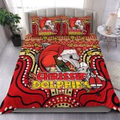 Redcliffe Dolphins Christmas Custom Bedding Set - Christmas Knit Patterns Vintage Jersey Ugly Bedding Set