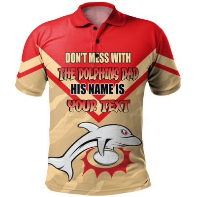 Redcliffe Dolphins Father's Day Polo Shirt - Screaming Dad and Crazy Fan