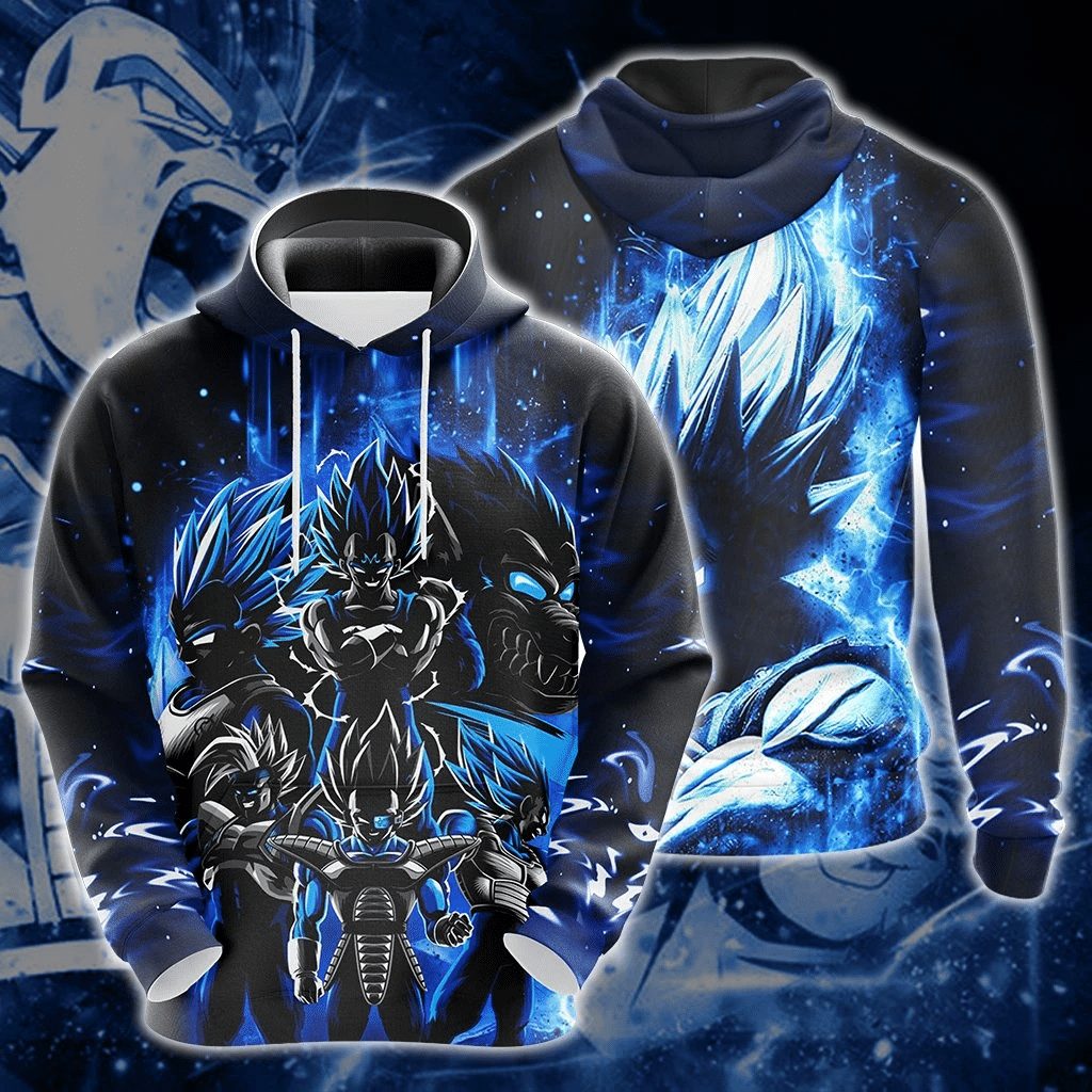 DRAGON BALL Vegeta Glowing Blue Pullover Hoodie DRAGON BALL Vegeta Glowing Blue Pullover Hoodie