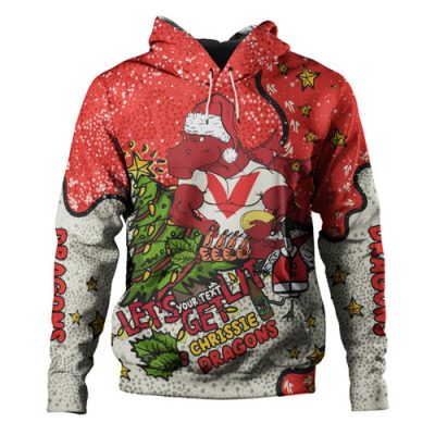 St. George Illawarra Dragons Christmas Custom Hoodie - Let's Get Lit Chrisse Pressie Hoodie