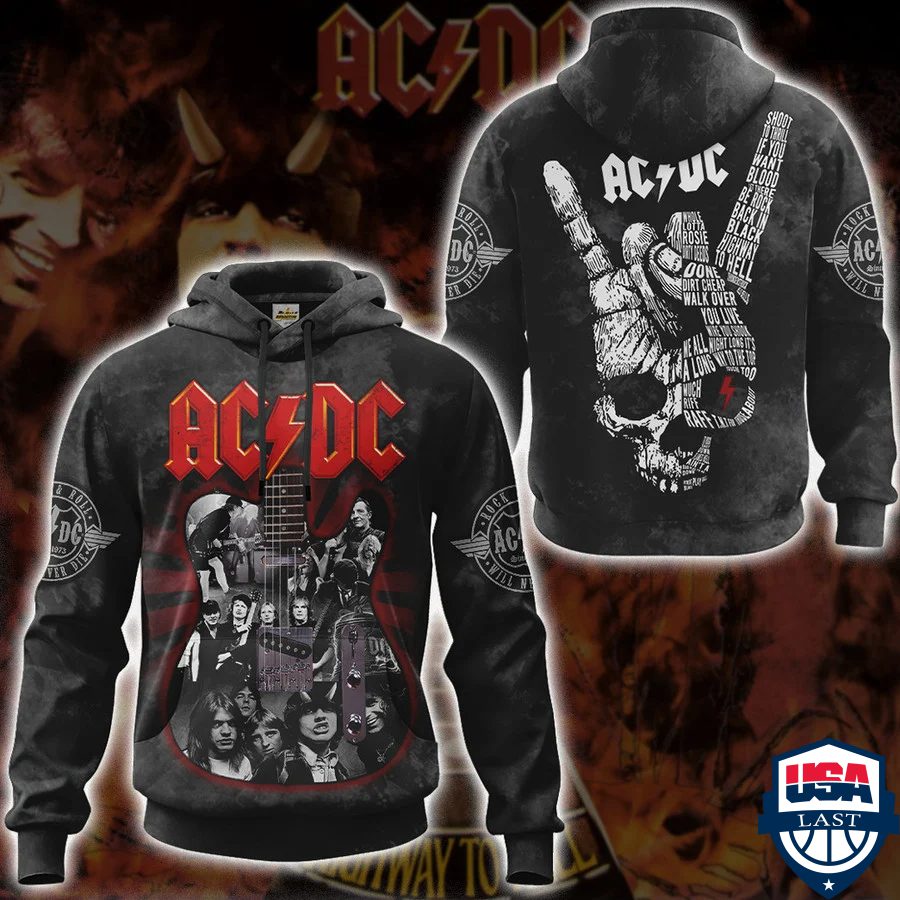 AC/DC Band Hand Skull Pullover Hoodie AC/DC Band Hand Skull Pullover Hoodie