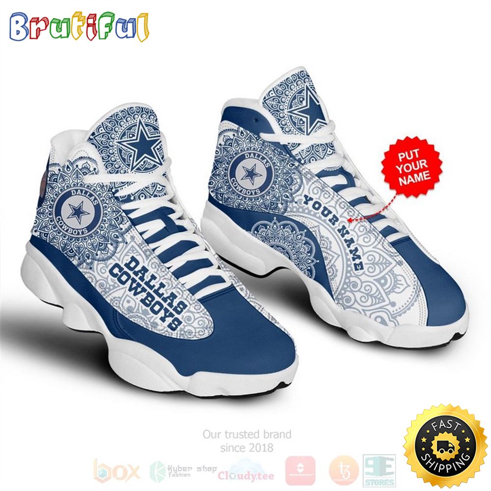Dallas Cowboys Nfl Custom Name Air Jordan 13 Shoes 3