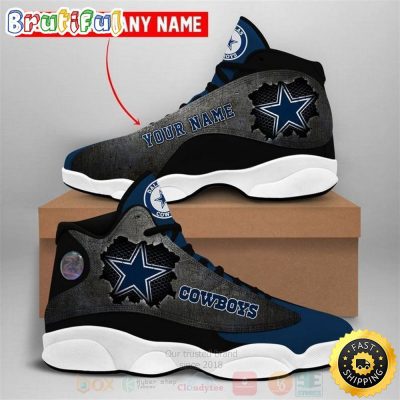 Dallas Cowboys Nfl Custom Name Air Jordan 13 Shoes 4