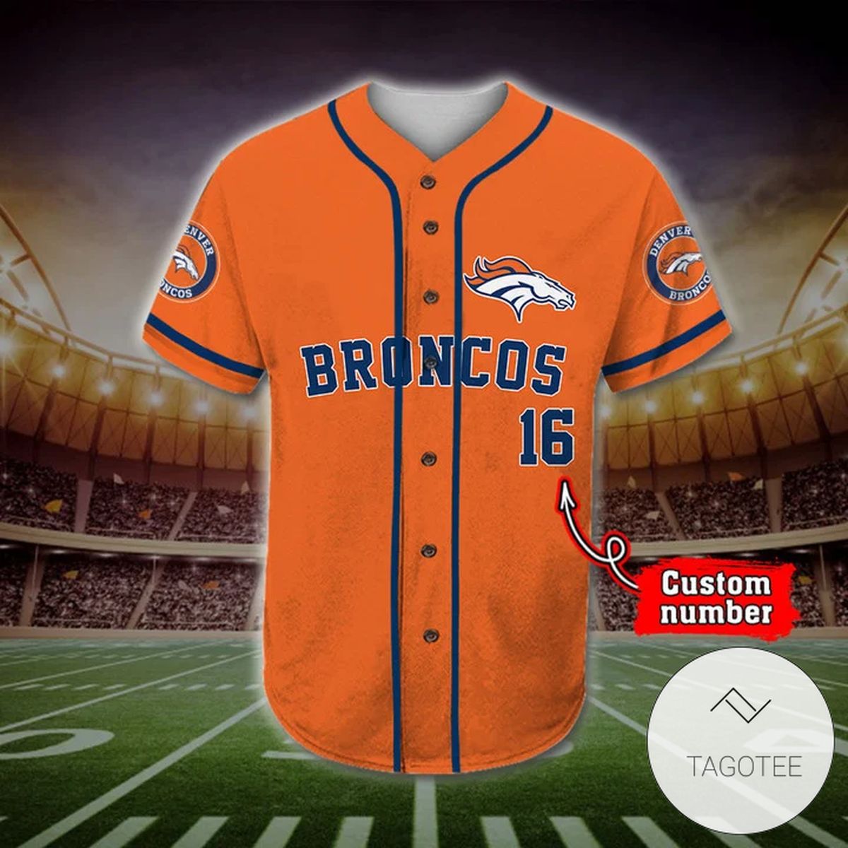 NFL Denver Broncos Custom Name Number Mascot Baseball Jersey NFL Denver Broncos Custom Name Number Mascot Baseball Jersey