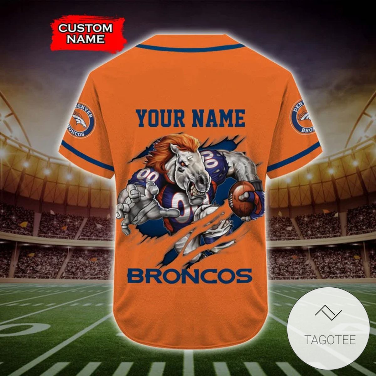 NFL Denver Broncos Custom Name Number Mascot Baseball Jersey NFL Denver Broncos Custom Name Number Mascot Baseball Jersey