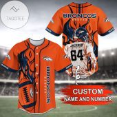 NFL Denver Broncos Custom Name Number Orange Baseball Jersey