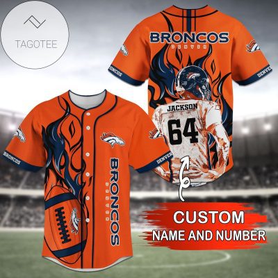 NFL Denver Broncos Custom Name Number Orange Baseball Jersey