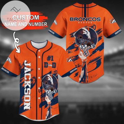 NFL Denver Broncos Custom Name Number Orange #1 Baseball Jersey