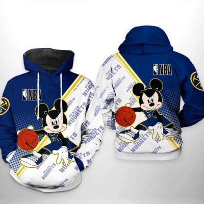 NBA Denver Nuggets Blue White Mickey Pullover Hoodie V2