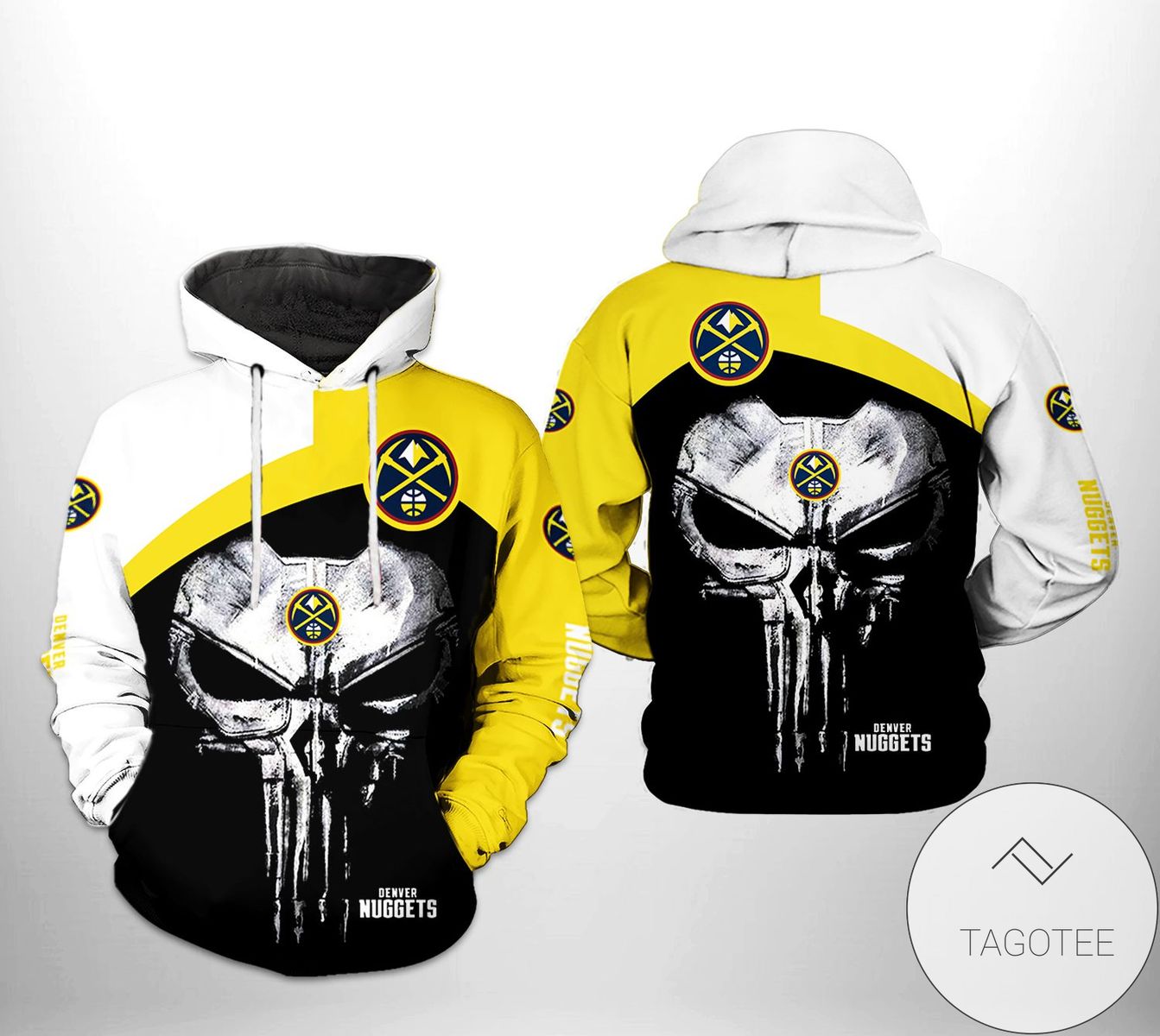 NBA Denver Nuggets Black Yellow Punisher Skull Pullover Hoodie V3 NBA Denver Nuggets Black Yellow Punisher Skull Pullover Hoodie V3
