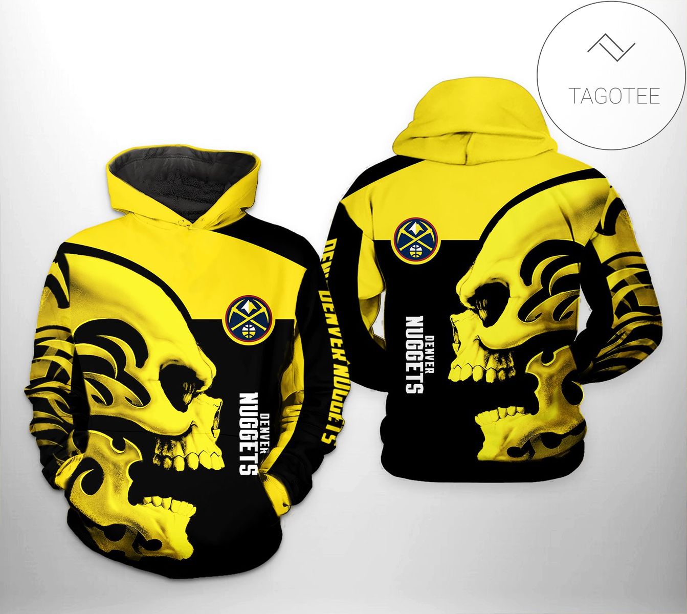 NBA Denver Nuggets Black Yellow Skull Pullover Hoodie V2 NBA Denver Nuggets Black Yellow Skull Pullover Hoodie V2