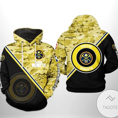 NBA Denver Nuggets Blue Yellow Camo Pullover Hoodie