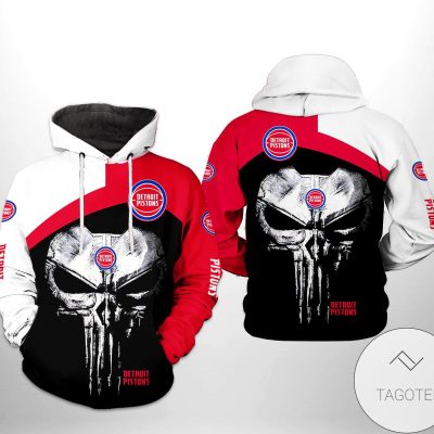 NBA Detroit Pistons Punisher Skull Pullover Hoodie