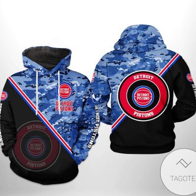 NBA Detroit Pistons Black Blue Camo Pullover Hoodie