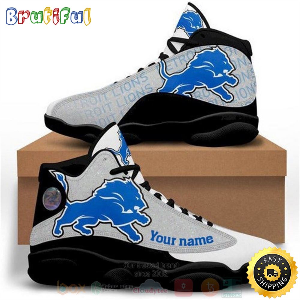 Detroit Lions Football Nfl Custom Name Air Jordan 13 Shoes