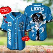 NFL Detroit Lions Custom Name Number Helmet Blue Baseball Jersey