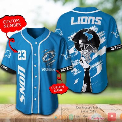 NFL Detroit Lions Custom Name Number Helmet Blue Baseball Jersey