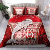 Redcliffe Dolphins Bedding Set - Christmas Redcliffe Dolphins Mascot Bedding Set