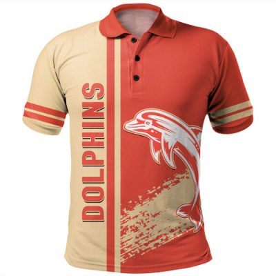 Redcliffe Dolphins Polo Shirt - Redcliffe Dolphins Mascot Quater Style