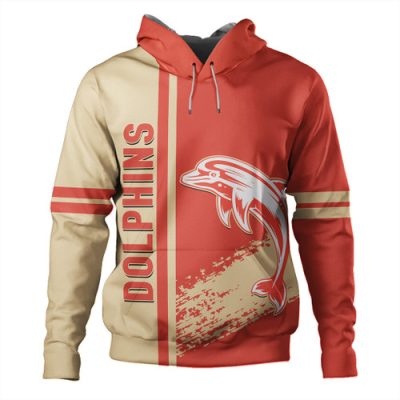 Redcliffe Dolphins Hoodie - Redcliffe Dolphins Mascot Quater Style