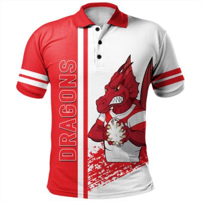 St. George Illawarra Dragons Polo Shirt - St. George Illawarra Dragons Mascot Quater Style