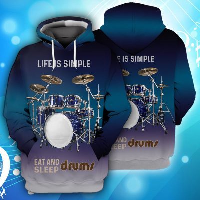 Music Lover - Life Is Simple Eat Sleep Drums Pullover Hoodie