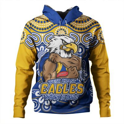 West Coast Eagles Hoodie Aboriginal Inspired Tough Fan Football For Life