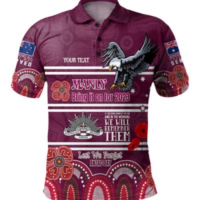 Manly Warringah Sea Eagles Anzac Custom Polo Shirt - Keeping the Spirit Alive Polo Shirt