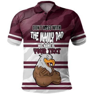 Manly Warringah Sea Eagles Father's Day Polo Shirt - Screaming Dad and Crazy Fan