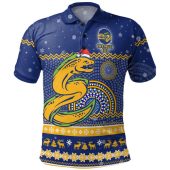 Parramatta Eels Christmas Custom Polo Shirt - Ugly Xmas And Aboriginal Patterns For Die Hard Fan Polo Shirt