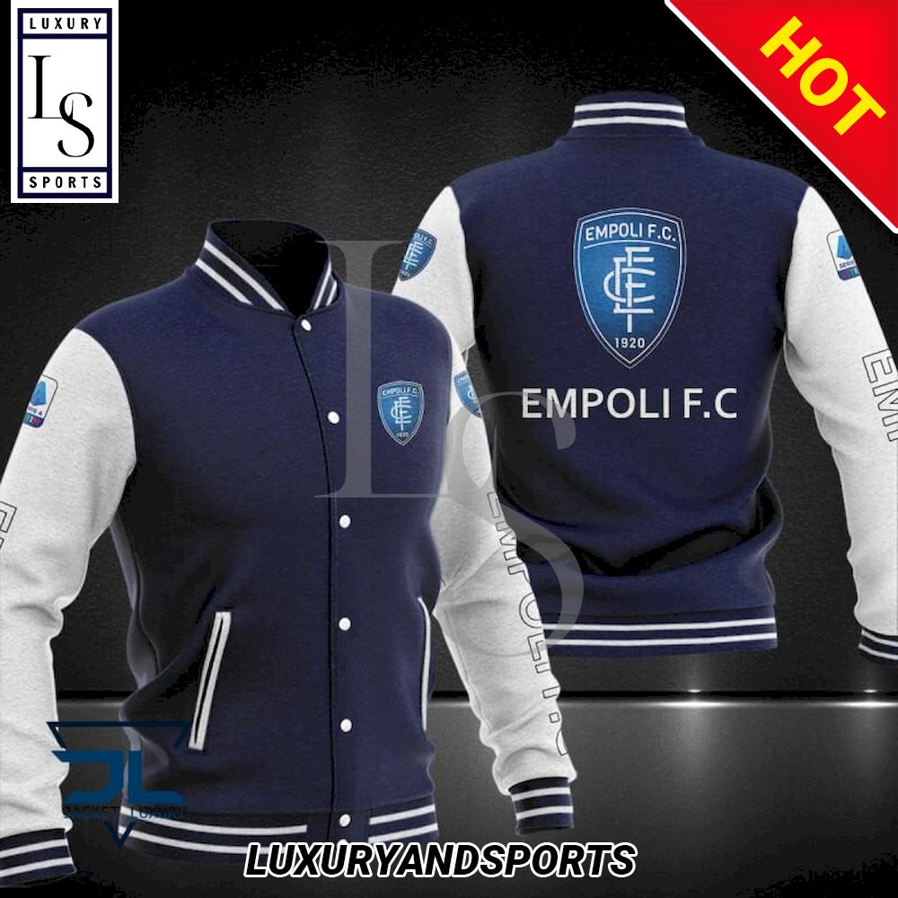 Empoli FC Dark Blue White Baseball Jacket Empoli FC Dark Blue White Baseball Jacket