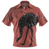 Australia Emu Aboriginal Custom Polo Shirt - Emu Dreamtime Polo Shirt
