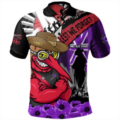 Essendon Polo Shirt ANZAC Day Honor Purple Valor And Spirit