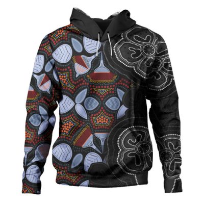 Australia Aboriginal Hoodie - Eucalyptus Seamless Pattern In Aboriginal Dot Art Hoodie